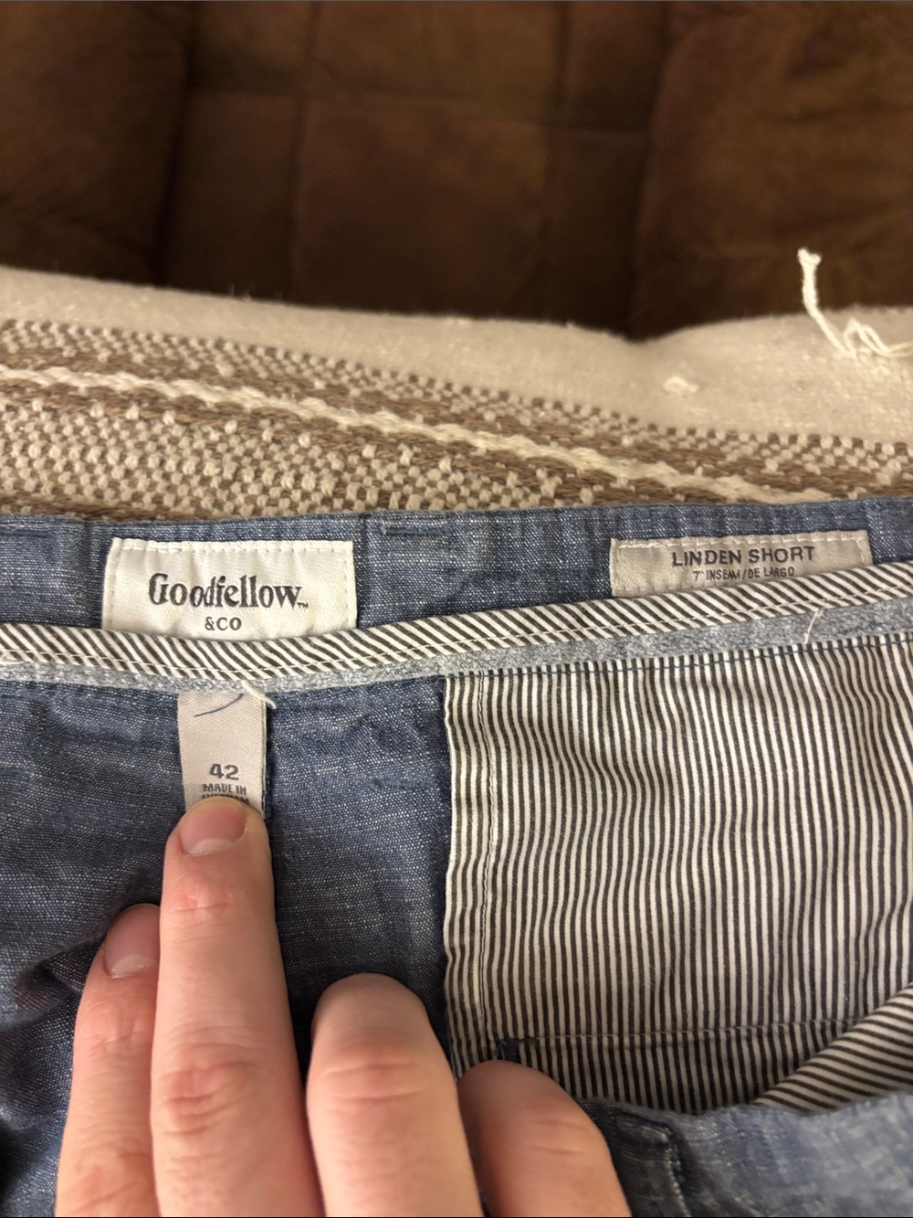 Goodfellow & Co Chambray Blue Shorts with Striped Waistband